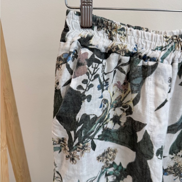 Puro Lino Floral Elastic Waist Pants - Picture 3 of 7